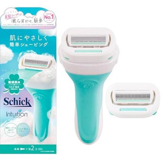 Schick Intuition Sensitive Skin Holder (with Blade + 1 Replacement Blade) Womens Razor Green