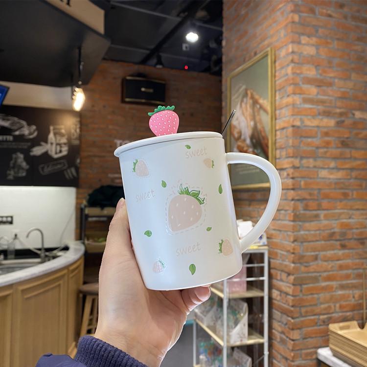 

Cute Summer Fruit Ceramic Mug Birthday Gift Family Girl Water Cup High Looking Cup 301-400ml