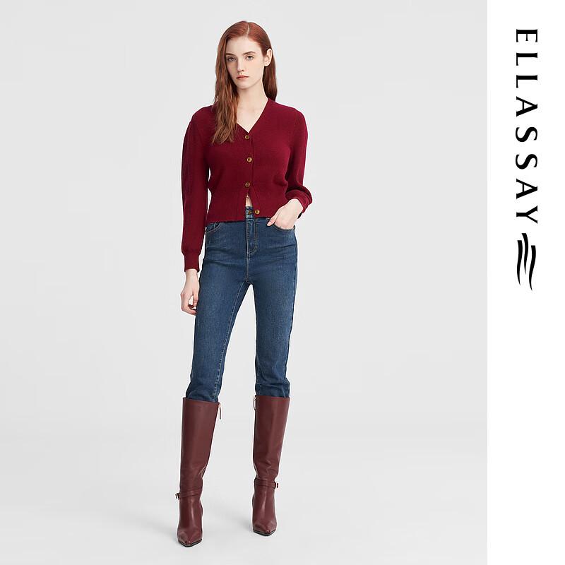 ELLASSAY Women's Merino Wool French Retro Knitted Sweater