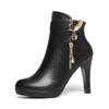 Women High Heels Boots Temperament Pointe Leather Boots Fashion Rhinestone Casual Ankle Boot Leather Short Boots Bottines Femmes