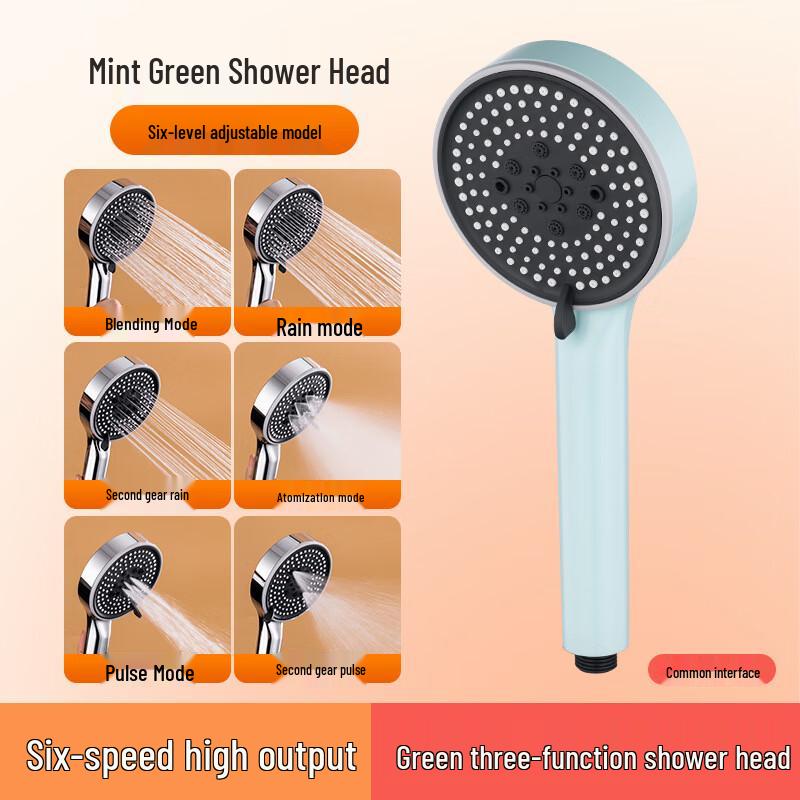 XONYSHI Household Silicone 6-Setting Pressurized Handheld Shower Head