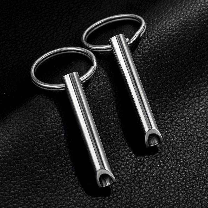 Stainless Steel Meditation Pendant Keychain Charm Practical Breathing Whistle Keyring for Stress Relief and Relaxation