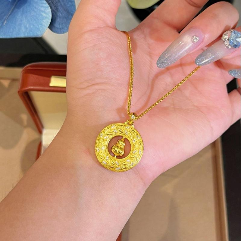 Sui Sui Ping An Draaiende Kalebas Ketting Echte Vergulding Nationale Stijl Tarwe Sui Hanger Ketting