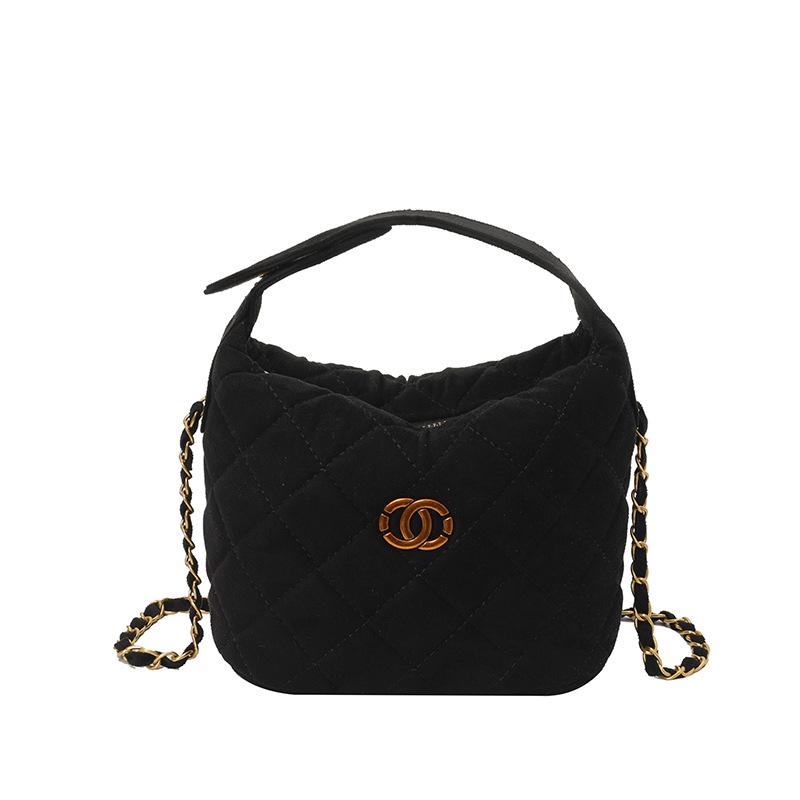 

Women s Crossbody Tote Handbag: High-End, Small Fragrance Style, Solid Color, Diamond Pattern, Chain Shoulder Bag чёрный