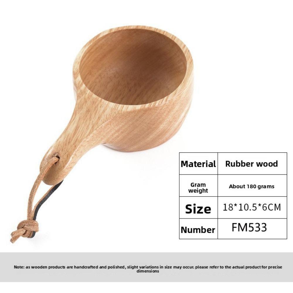 Rubber Wood Cup Creative Nordic Lanyard Milk Cup Handle Coffee Cup Wooden Water Cup