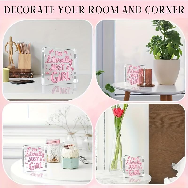 Design Featuring A Pink Room Decor, An Inspirational Gift for Women, Playful Aesthetic with Bow Dorm Decor, Female Office Decoration 