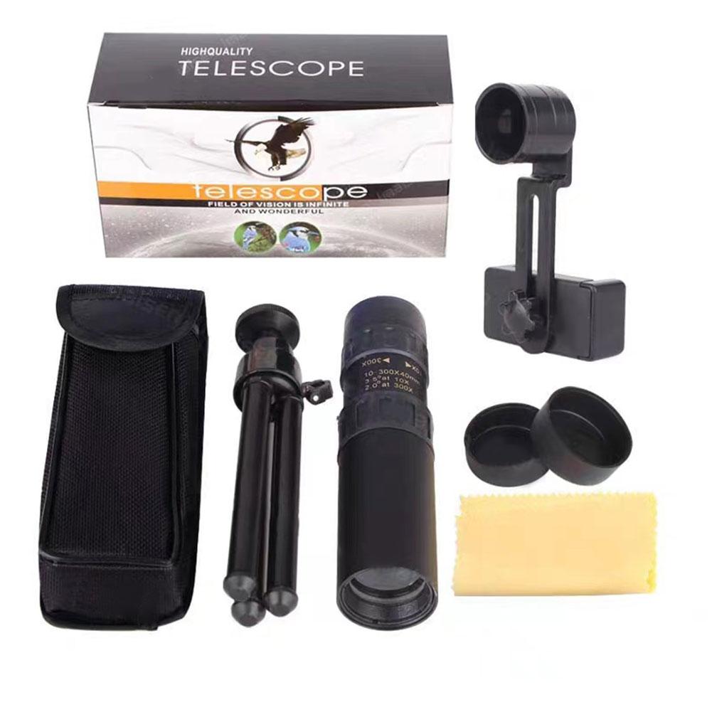 10-300X40 Metallo Zoom Continuo Monoculare Cellulare Scope Turismo Caccia ad Alta Definizione Telescopio Regolabile Fotocamera Outdo L4B3