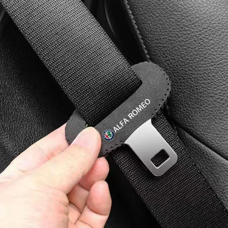 2026 Hot Alfa Romeo Car Seat Belt Buckle Suede Wear Resistant Protector Cover For Alfa Romeo 4C 159 166 Spider Giulia Giulietta