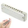 Blues Harmonica 10 Holes Mouthorgan Bb Key Stainless Steel ABS Resin Wind InstrumentWhite
