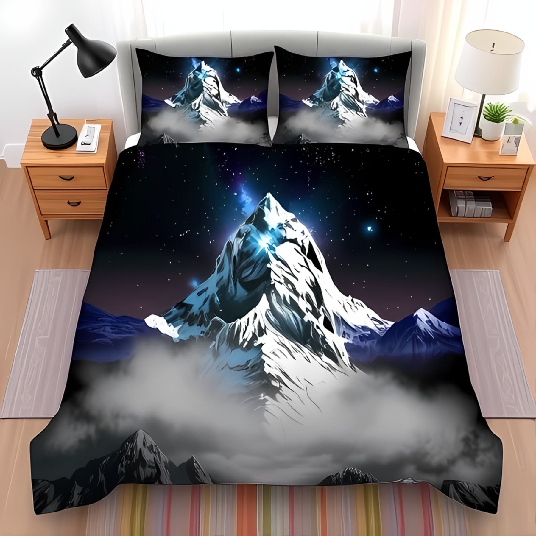 

Comforter Polar Bear Comforter Galaxy Night Borealis Northern Lights Queen Arctic Animal Wildlife Bedding Set Soft Warm Comforter (quilt)-EU Single(135*200cm)3pcs