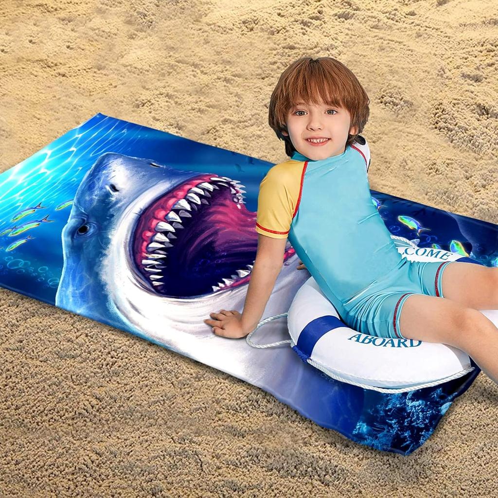 Great White Shark Beach Towel for Children Friends Gifts Towel Quick-Dry Towel For Bath Yoga Tourism Beach GYM Camping Swimming