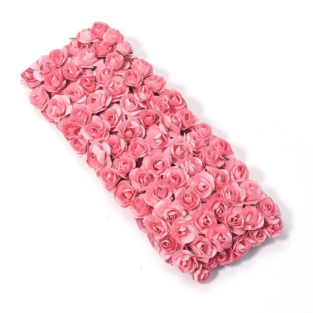144PCS Mini Fake Flower Bouquet 2CM Paper Rose Bouquet Party Decorations