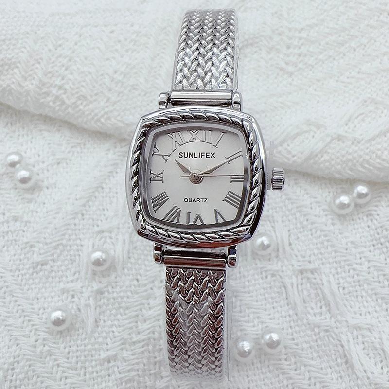 

Новые Модные Женские Кварцевые Часы в Винтажном Стиле с Золотым Циферблатом, Элегантные Изысканные Наручные Часы из Нержавеющей Стали, Женские Часы Reloj Mujer