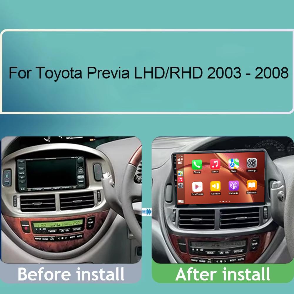 9'' Screen Car Auto For Toyota Previa 2003 - 2008 LHD/RHD Android Radio GPS Navigation Multimedia Player 5G WIFI BT 2din DVD