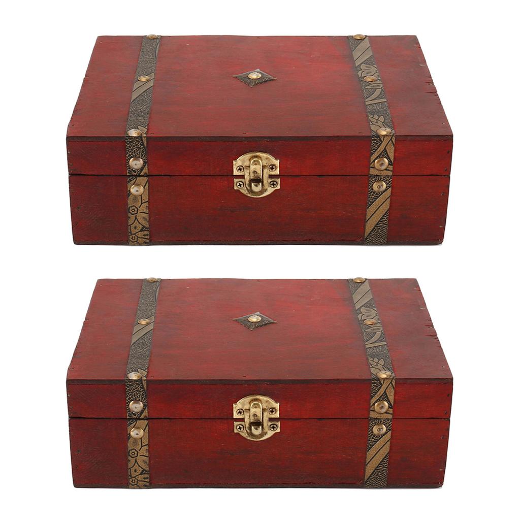 Vintage Wooden Storage Box Treasure Jewelry Container Organizer Retro Pirate Jewelry Trinket Display Case Box Desk Decoration
