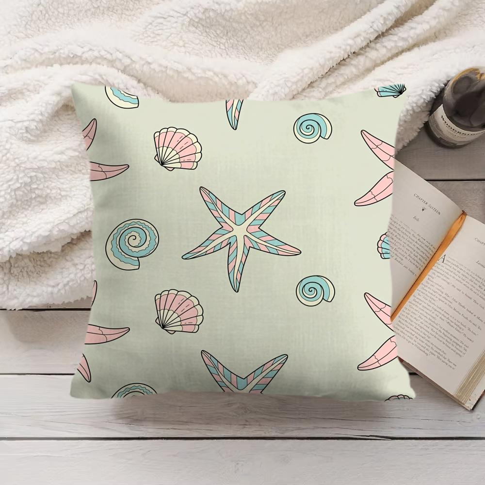 Seashell pattern Cushion Cover Soft Short Plush Pillow Cover Smooth Cozy Texture Aesthetic Cushion Case Home Decor