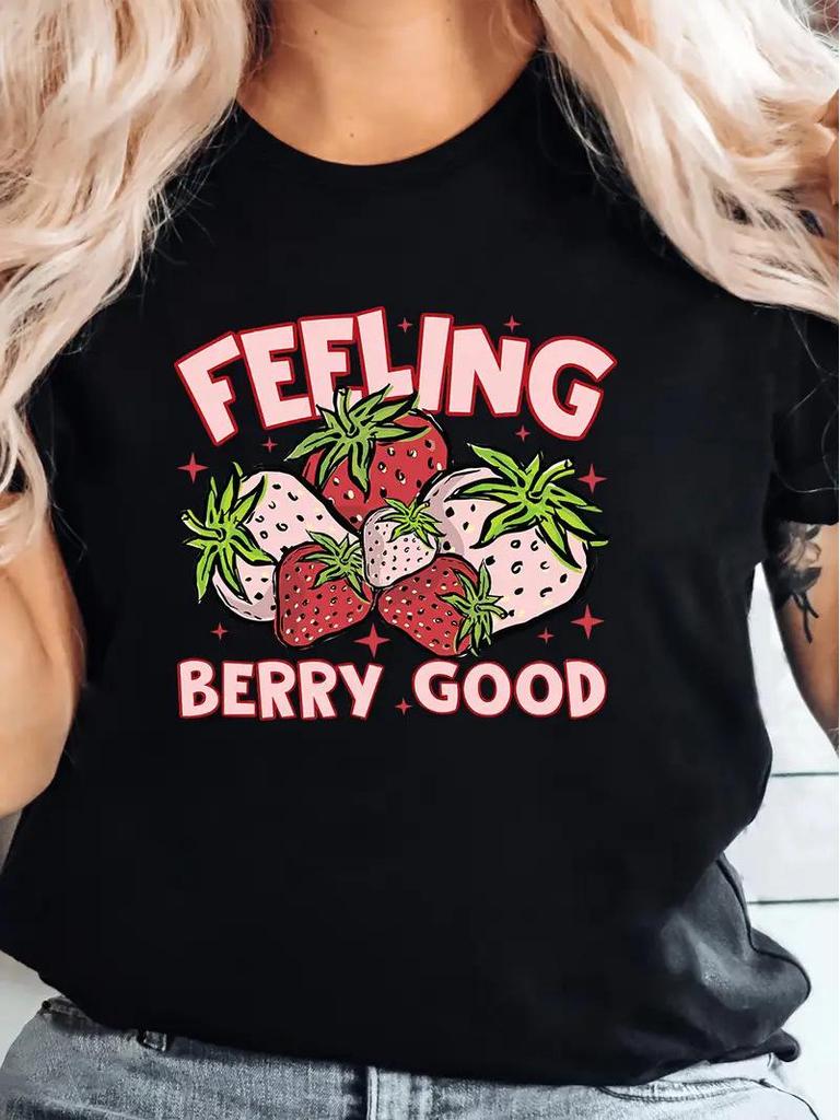 Women's Short Sleeve Cherry Print Top with Free Shipping
