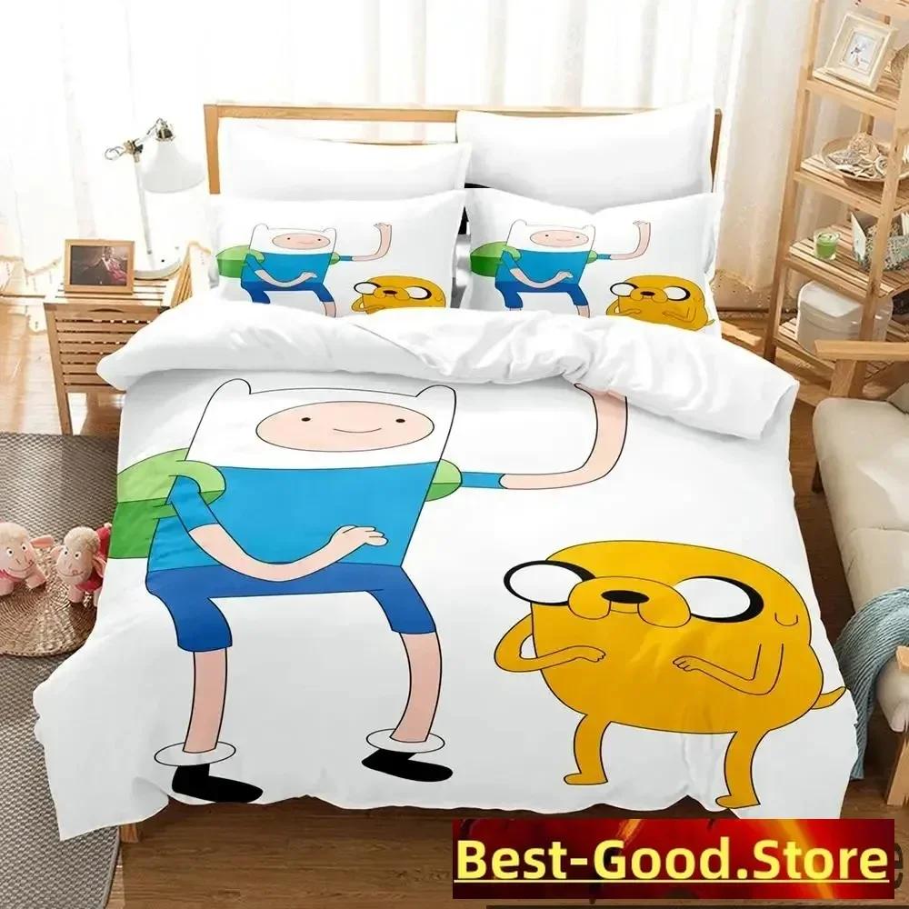 3D Print Adventure Time Finn Jake The Dog Face Printed Bed Set Duvet Cover Pillowcase Bedding Set Linen Sheet Quilt Cover Size