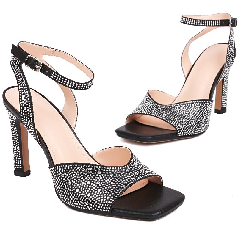 Luxury Crystal High Heels Sandals Women Summer Shoes 2024 Large Size Gold Silver Heeled Ankle Straps Party Wedding Shoes Female