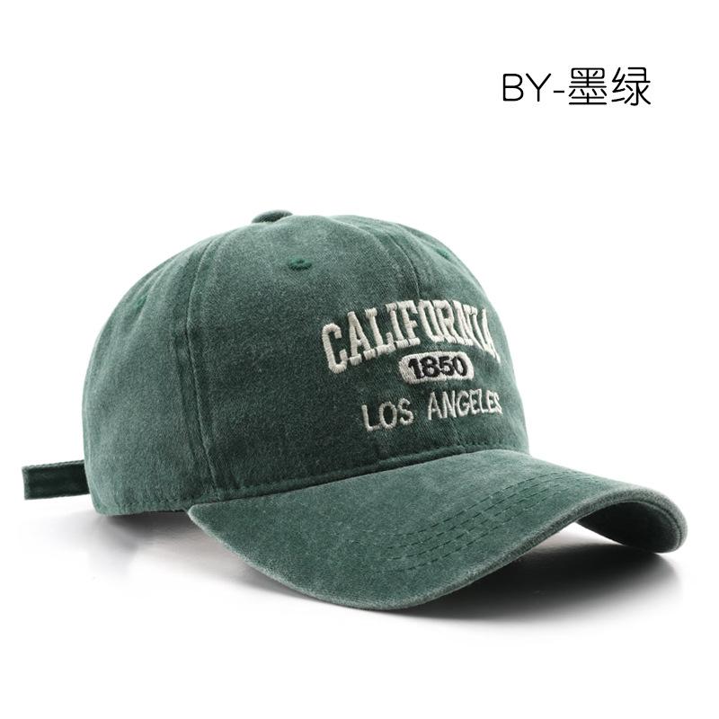 

Personalized washed letter embroidery cap outdoor travel sunscreen baseball cap темно-зелений колір