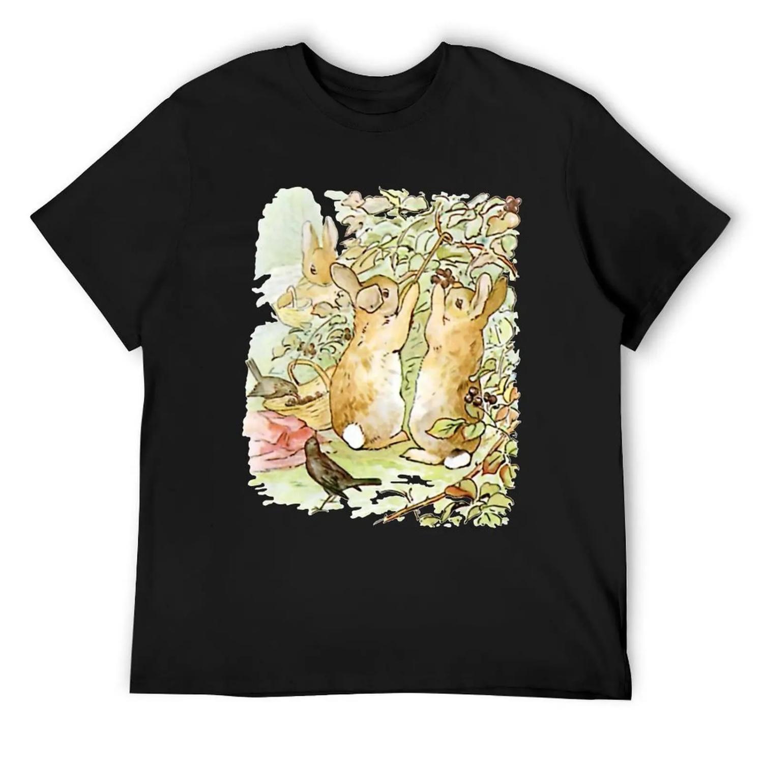 

Flopsy, Mopsy and Cottontail picking berries T-Shirt summer top summer tops quick drying Men s clothing XXXXXL чорний