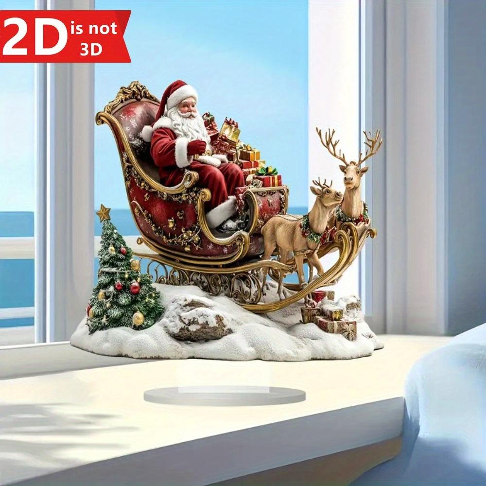 

2D Santa & Reindeer Sled Pendant. Multi-purpose holiday decor for home, office & coffee shop.