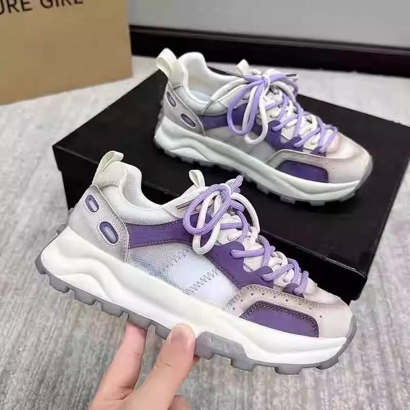 

Новая женская весенне-осенняя корейская модная студенческая повседневная обувь для скейтбординга, легкая и прочная спортивная обувь, кроссовки 40 фиолетовый