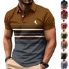 Camisa Polo de Manga Corta para Hombre Diseño Rayado Cuello de Botones Corte Ajustado Ropa Casual Adecuada para Actividades Diarias y al Aire Libre
