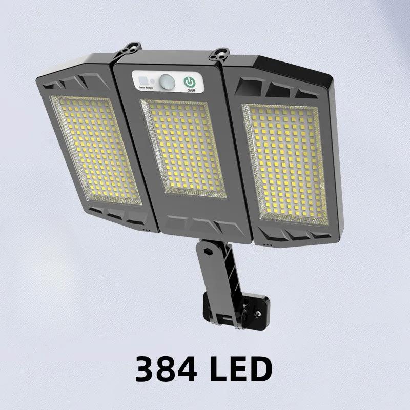 

Солнечный уличный фонарь, уличный водонепроницаемый светодиодный настенный датчик движения, лампа с 3 режимами освещения, складной светильник для сада, двора, двора 384LED