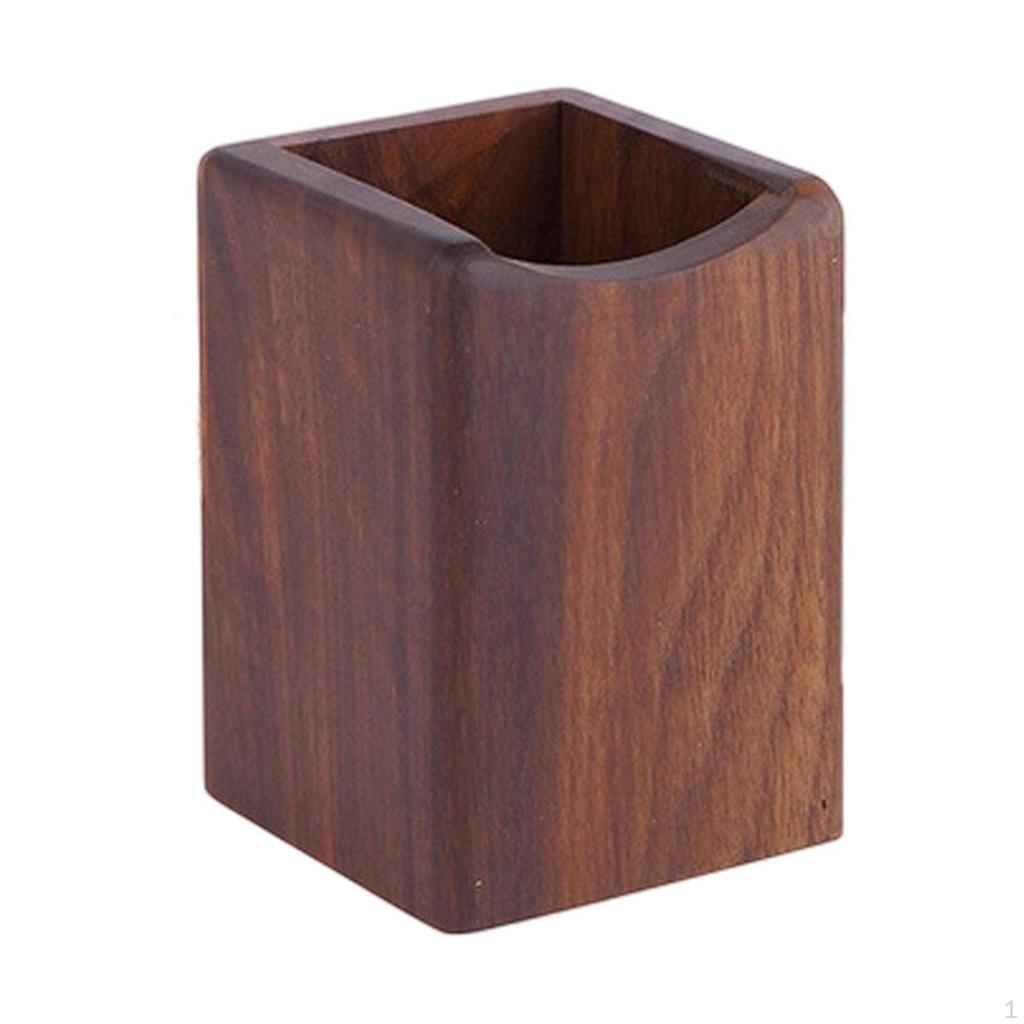 Wooden Pen Holder Minimalist Design Wood Pencil Cup Multifunctional Square for Office,