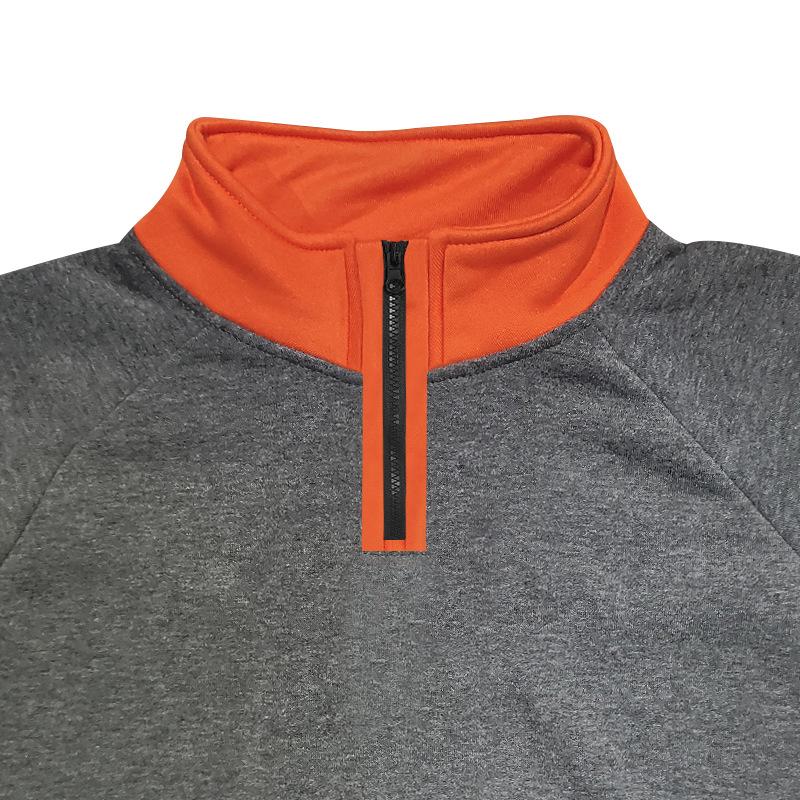 Men Half Zip Stand Collar Sweatshirt Color Block Elbow Patch Long Sleeve Casual Pullover Top