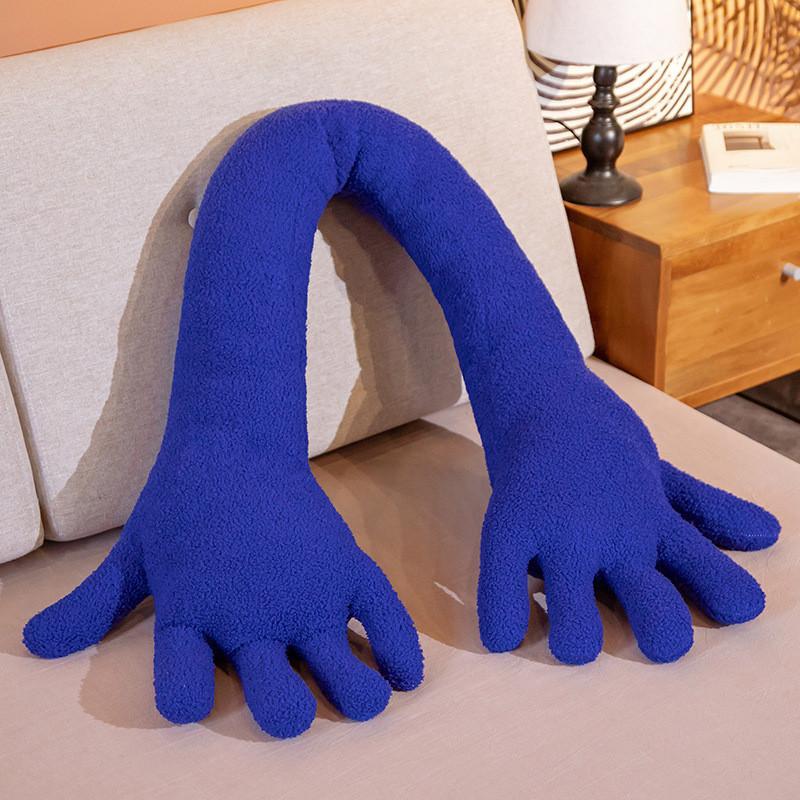 Adorable Blue Hand Plush Cushion Fun And Quirky Stuffed Toy Perfect For Home Decor