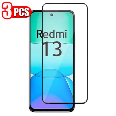 3pcs Glass Tempered Glass Full Glue Phone Screen Rotector Film For Redmi 13 13C A3 A3X Redmi Note 13 4G 5G Note 13 PRO 4G 5G POCO C65 M6 X6 Pro F6