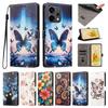 Suitable for iPhone 17PRO MAX Leather Case Apple 17E Painted Butterfly Card Wallet Case