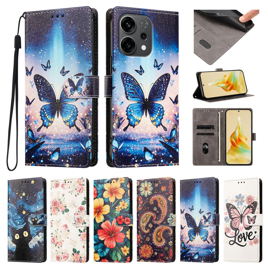 Suitable for iPhone 17PRO MAX Leather Case Apple 17E Painted Butterfly Card Wallet Case