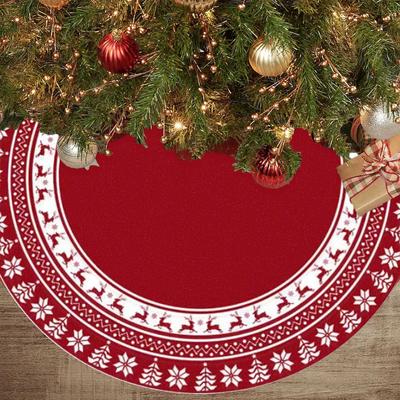 1pc Christmas Tree Skirts 36/48/60 Inches, Red Tree Skirt, Xmas Tree Skirt Christmas Decorations, Christmas Decor Xmas