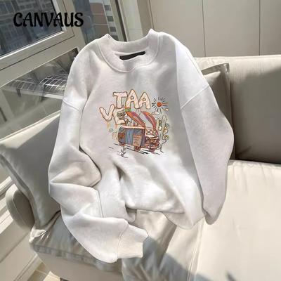 Outono e inverno gola redonda plus size solto feminino casais usam pulôver de manga comprida acolchoado