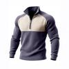 Mens  Sweatshirt Color Block Long Sleeve Stand Up Collar Golf Shirts Mock Neck Casual Pullover Top