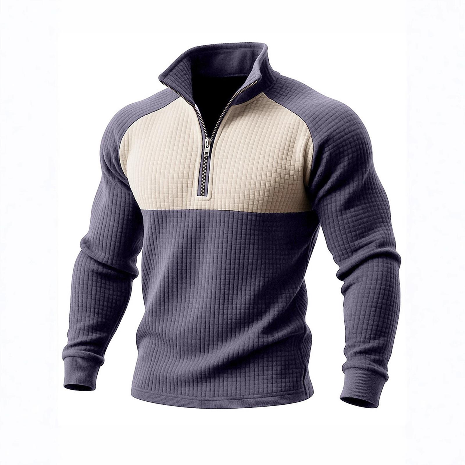 

Мужская толстовка с цветными блоками, длинным рукавом, воротником-стойкой, рубашка для гольфа, повседневный пуловер с воротником-стойкой M фиолетовый