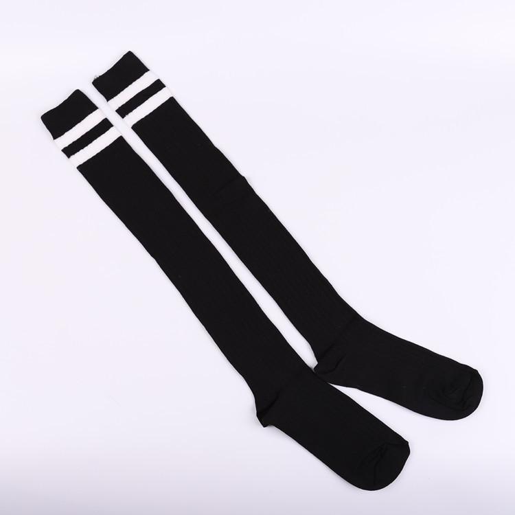 Autumn New Sweet Cotton Bottom Socks Manufacturers Wholesale, Two Bars Vertical Strip Knee Socks Jacquard Long Socks