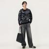 Gxg.jeans Men's Playful Pattern Loose Casual Round Neck Sweater