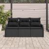 Garden Sofa Set with Storage 3 pcs Black Poly Rattan