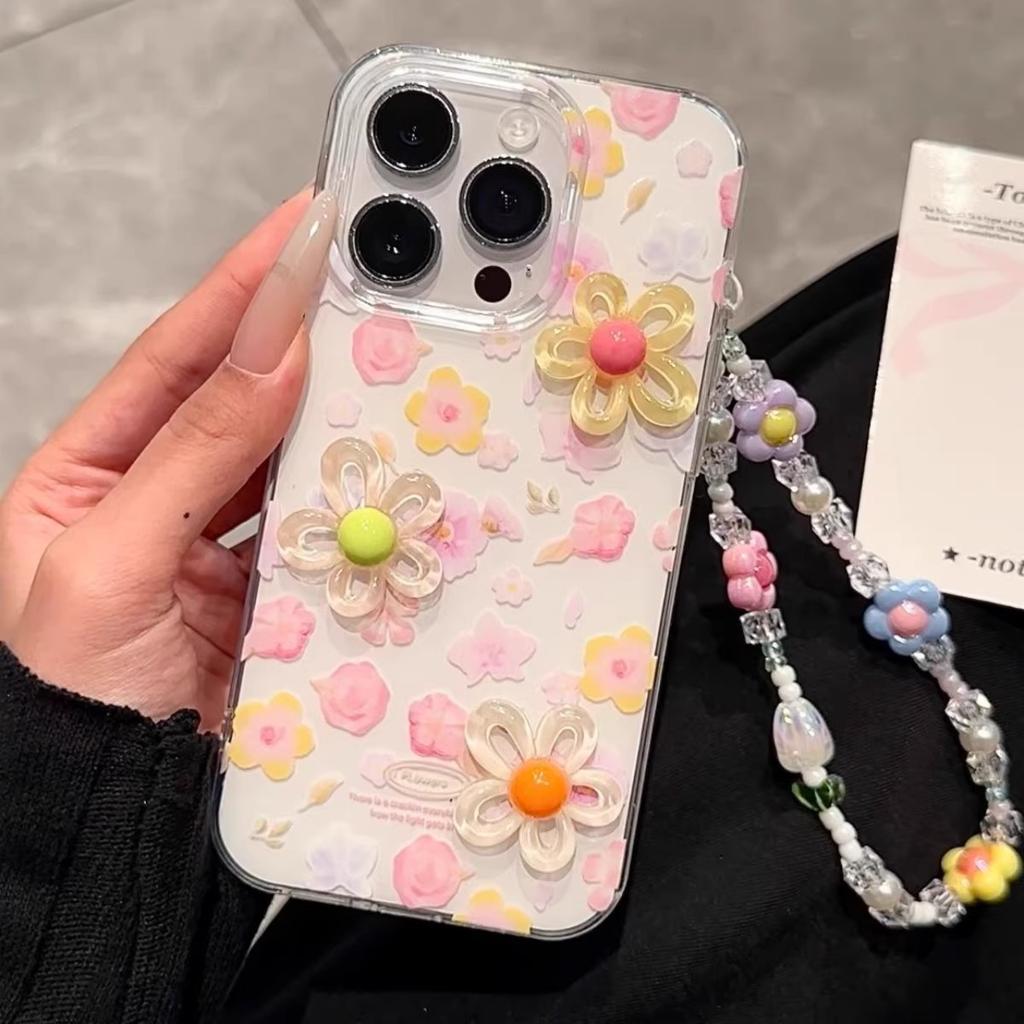 Single Layer Fresh Flowers for IPhone 16 Mobile Phone Case for IPhone 15/14/13 Cartoon 12 Personality 11promax