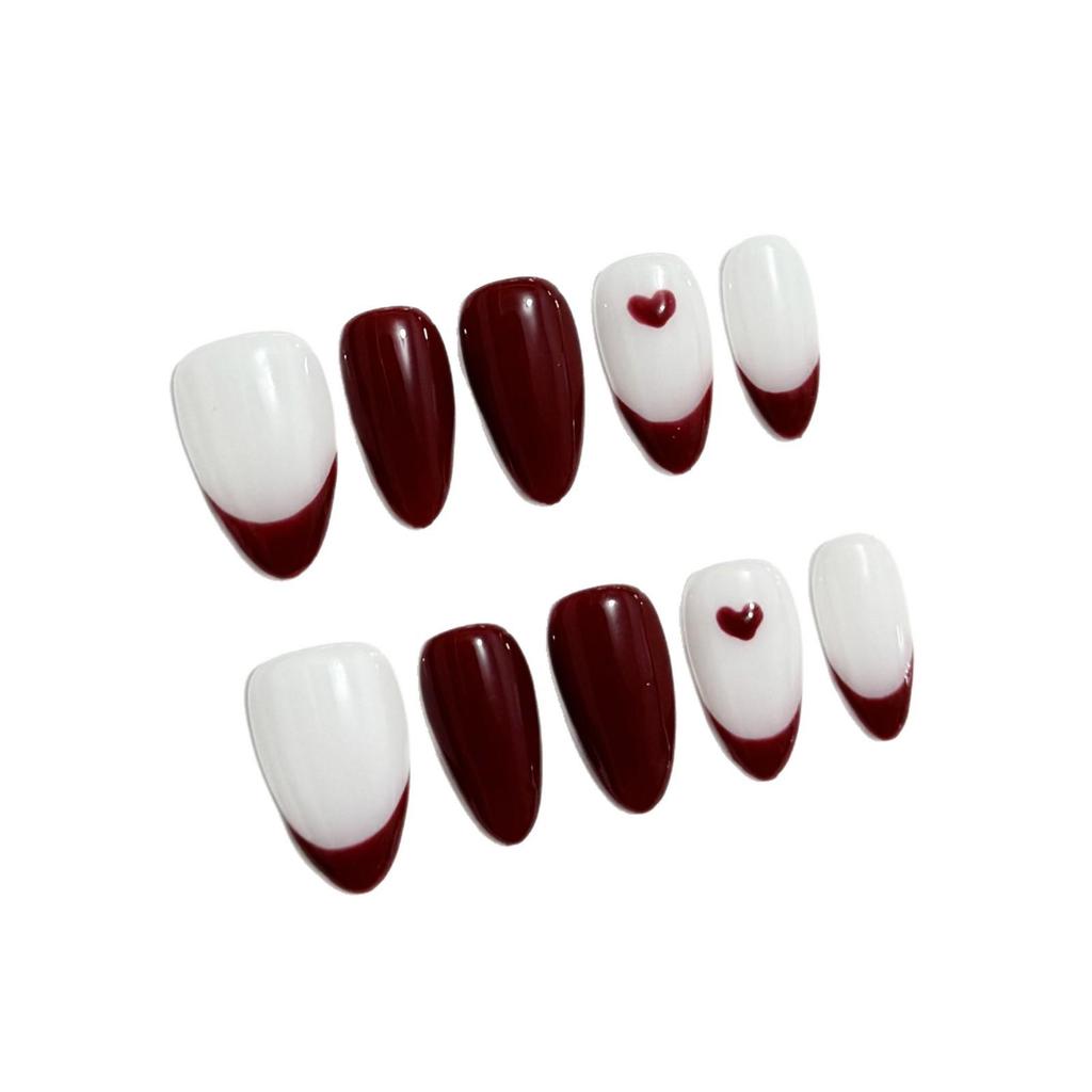 European & American Style Color-Block Almond Press-On Nails