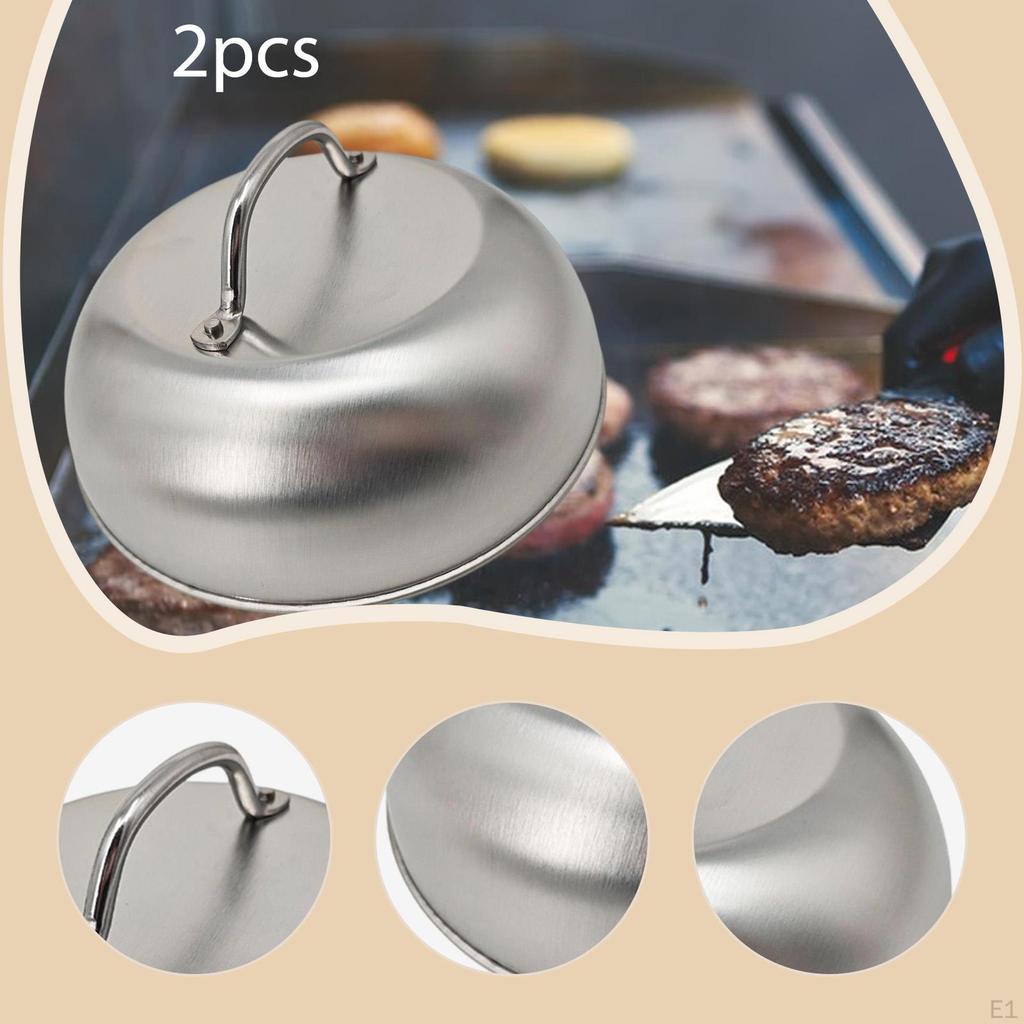 2 Pieces Basting Cover Cheese Melting Dome Round Multifunctional Smashed Burger Griddle Accessory
