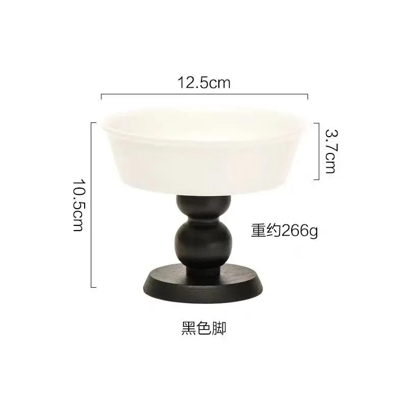 Neuer kreativer Keramik-Snackteller im Retro-Stil mit hohen Beinen, zarter Tee-, Obst- und Untertassen-Dessertschale aus französischem Holz, hohes Weinglas