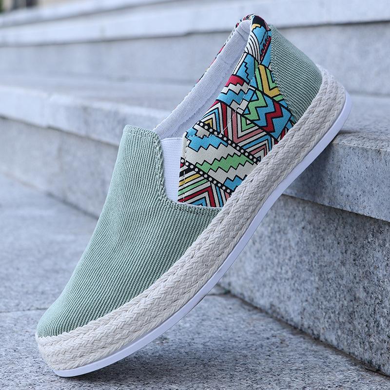 Fashion Men's Casual Shoes, Summer Shallow Mouthed Fisherman's Shoes, Canvas Board Shoes, One Foot Lazy Shoes