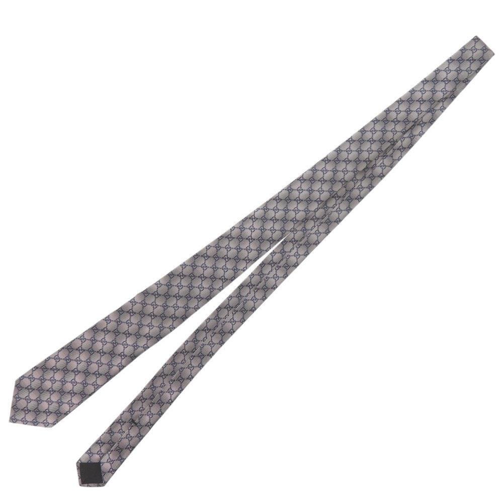 Used AUTHENTIC GUCCI 408869 4E002 Double G pattern Guccissima tie Silver Navy silk