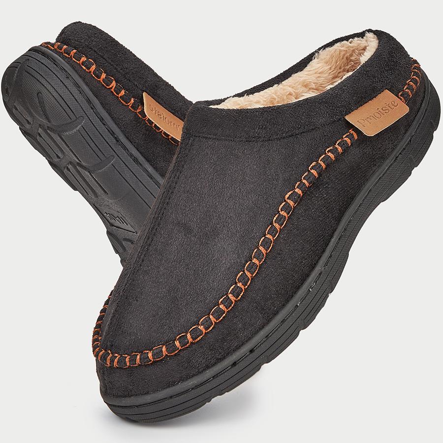 Herren Winter Hausschuhe Weich Plüschgefüttert Warmes Fleece Innen/Außen Hausschuhe mit Rutschfester Sohle Bequemes Heimschuhwerk für Kaltes Wetter