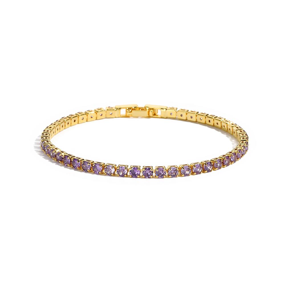 Colorful Crystal Tennis Bracelet for Women Waterproof Multicolor 3MM CZ Wedding Birthstone Hand Chain Jewelry